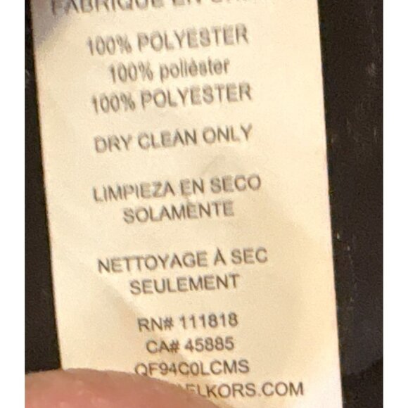 Michael Kors Print Blouse Long Sleeve Womens Med Black Silver Scallop Polyester - Picture 4 of 6